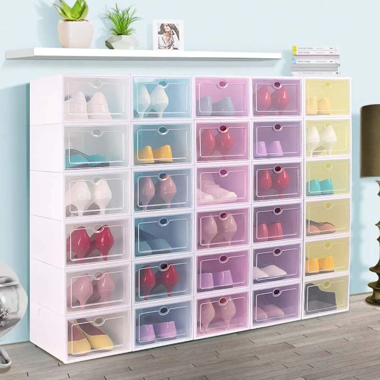 1 Layer Plastic Shoes Storage Box, Stackable Shoe Storage (1 pc / 32x21x12 CM)