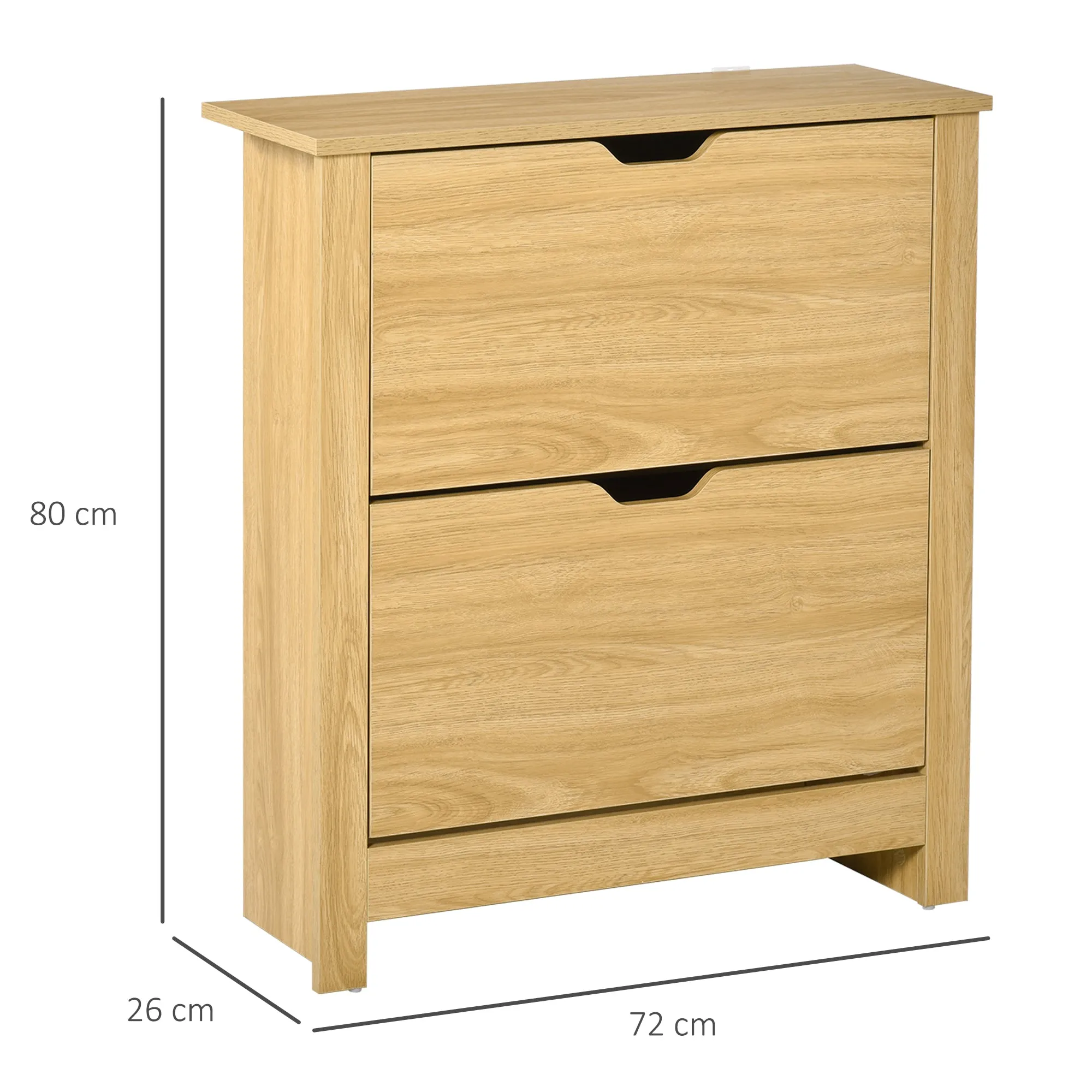 12-Shoe Storage Cabinet 4 Shelves 2 Drawers 4 Protective Legs Modern Stylish Unit Hallway Bedroom Home Furniture Brown