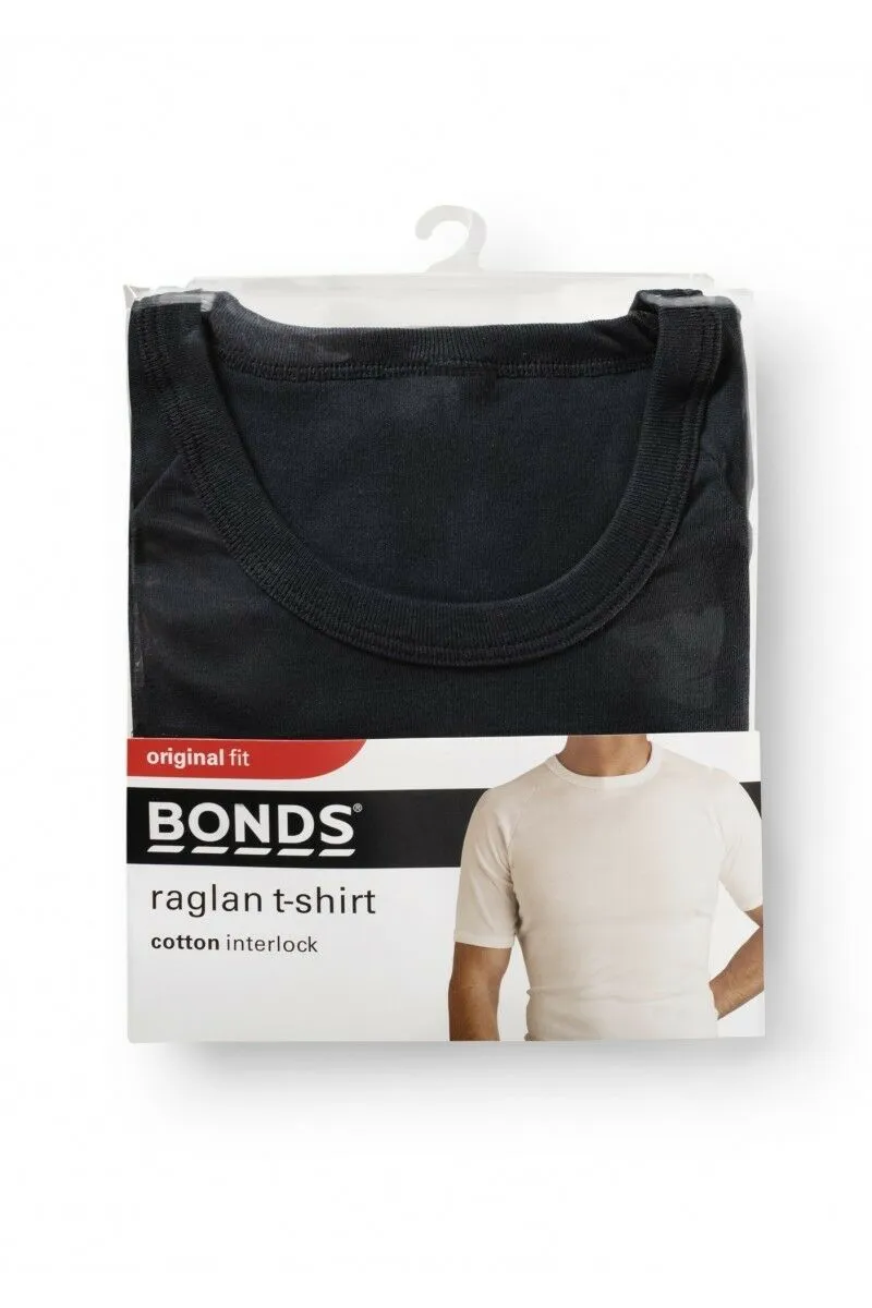 2 x Bonds Raglan Tshirt Crew / V Neck Tee Top - Black White Navy Grey