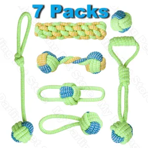 7 Pack Pet Dog Toys Ball Toothbrush Interactive  Chew Toy Accessories