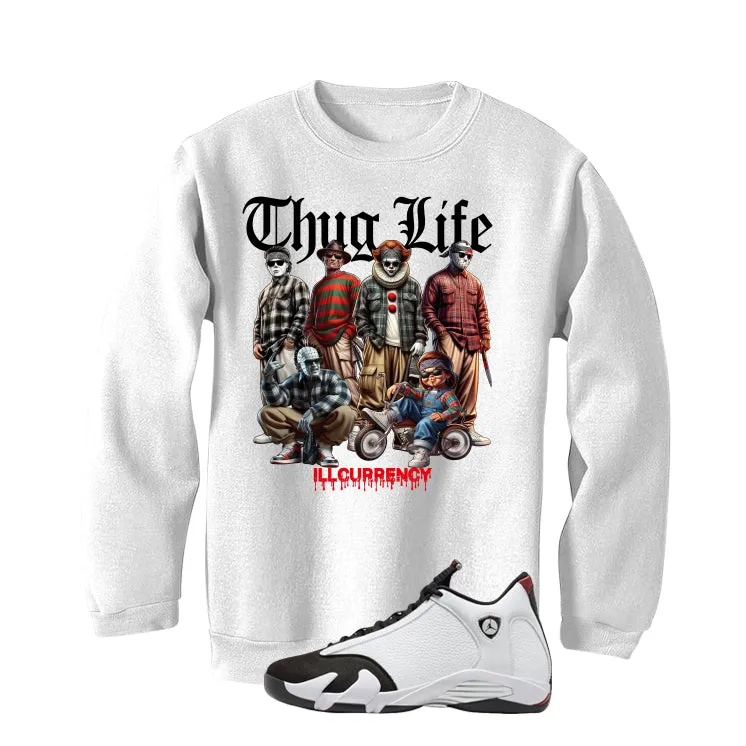 Air Jordan 14 Black Toe White T-Shirt (Thug Life Halloween)| illcurrency