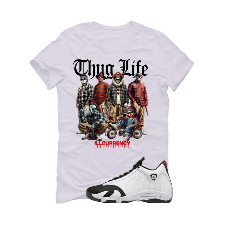 Air Jordan 14 Black Toe White T-Shirt (Thug Life Halloween)| illcurrency