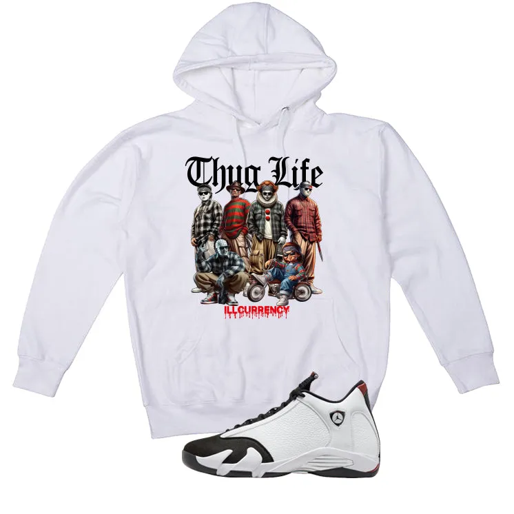 Air Jordan 14 Black Toe White T-Shirt (Thug Life Halloween)| illcurrency