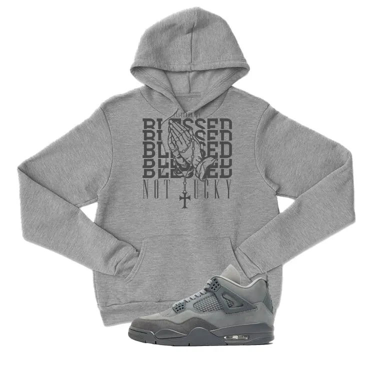 Air Jordan 4 Paris Olympics Grey T-Shirt (Blessed not lucky)| illcurrency