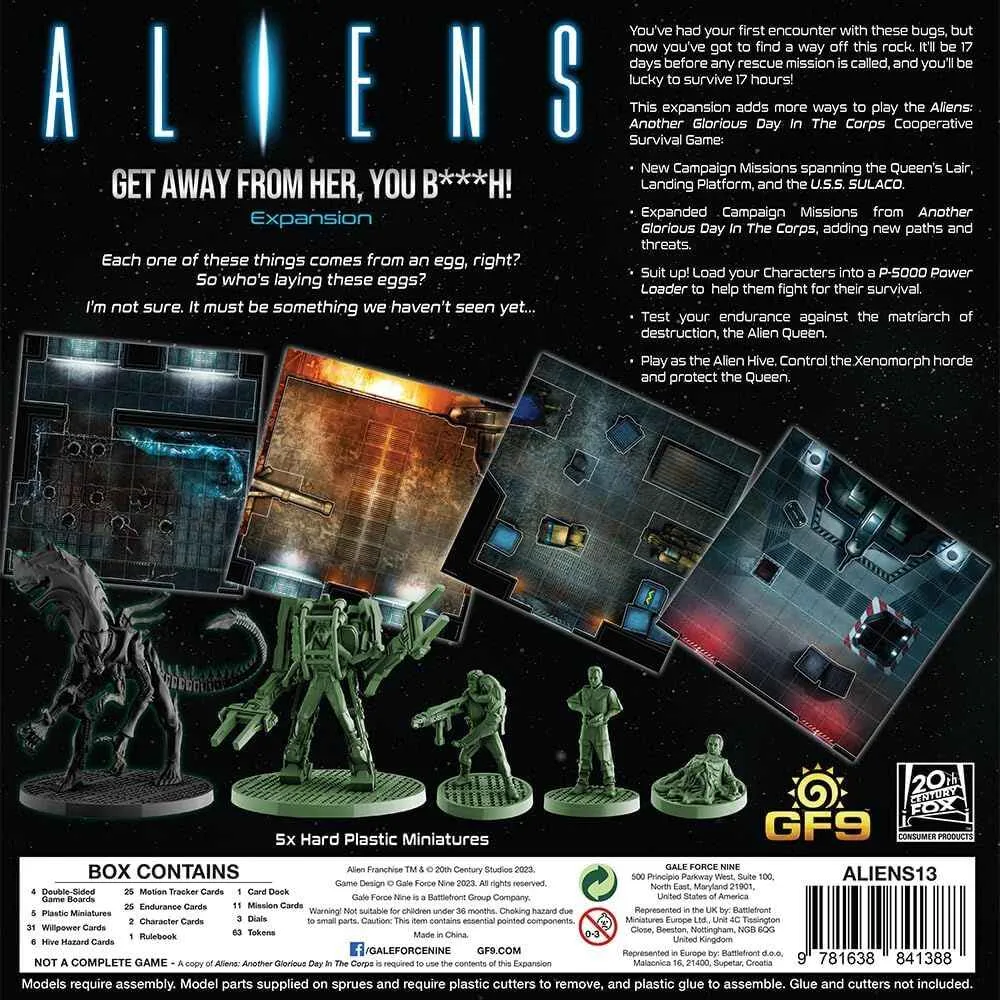 Aliens: Get Away From Her You B***H! Expansion Board Game (Updated Version)