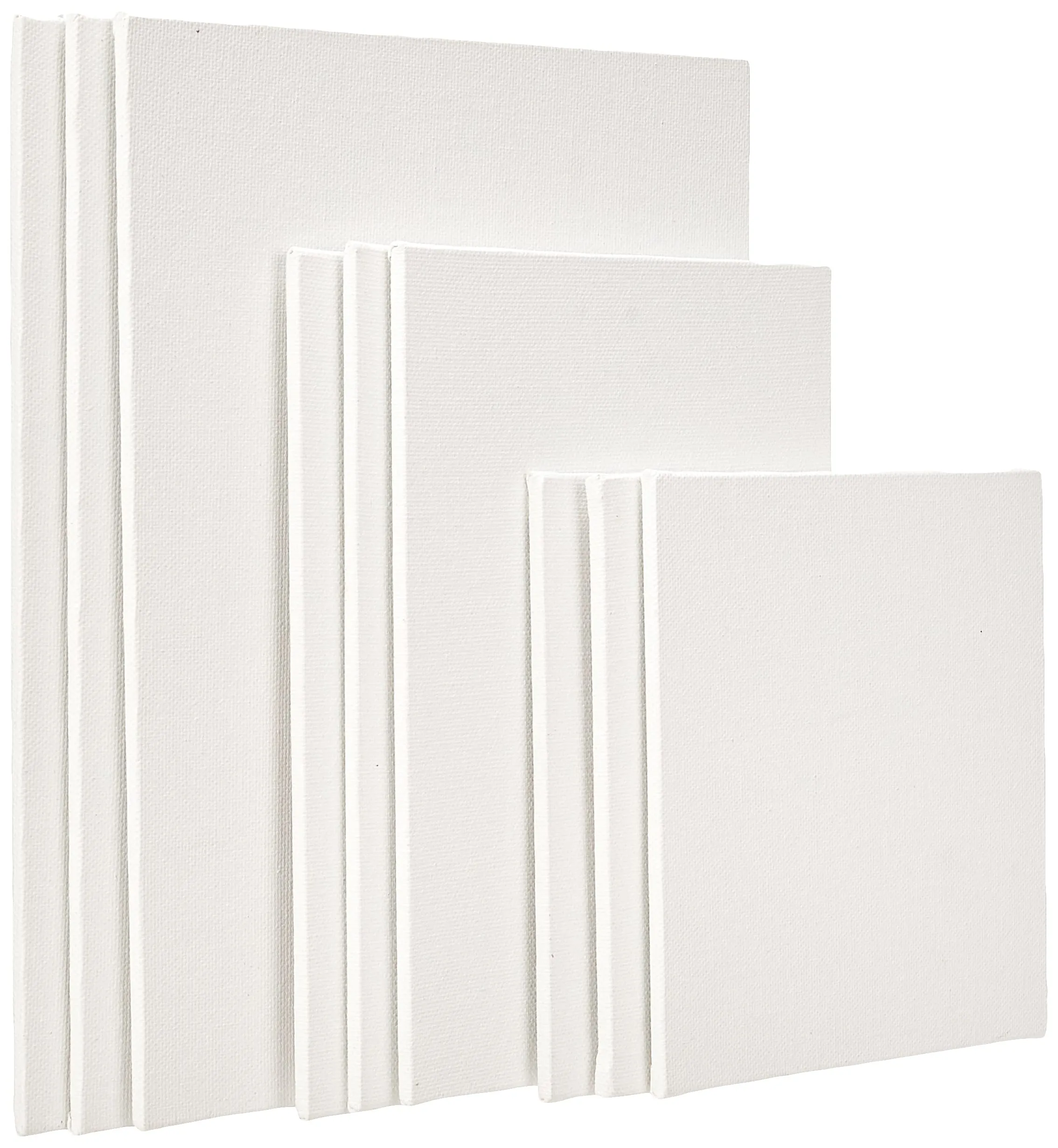 Amazon Brand - Solimo Cotton Canvas Boards for Painting (8x10, 6x8, 6x6 Combo Pack of 9,White)