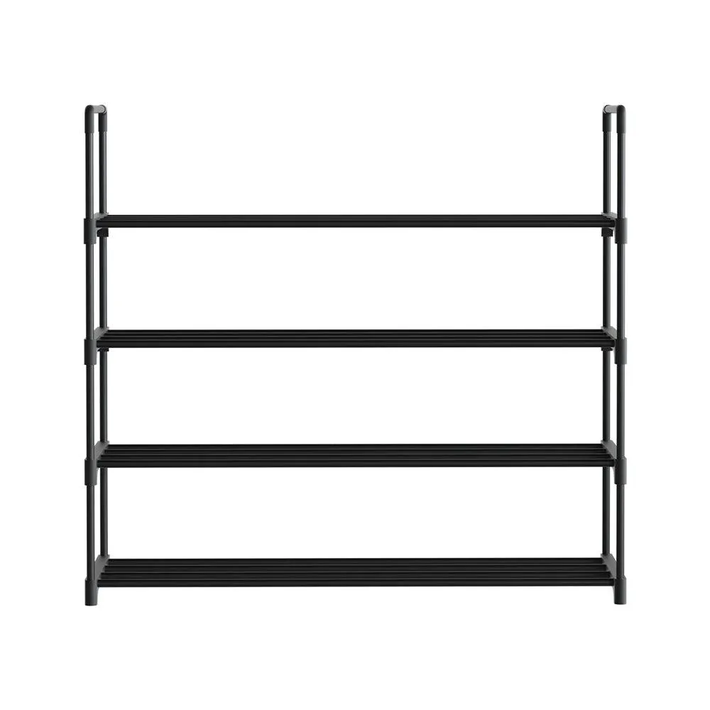 Artiss Shoe Rack Stackable 4 Tiers 80cm Shoes Shelves Storage Stand Black