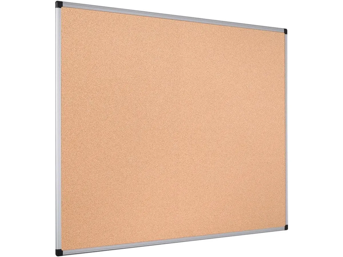 Bi-Office Cork Notice Board with Aluminium Frame, 90x120cm