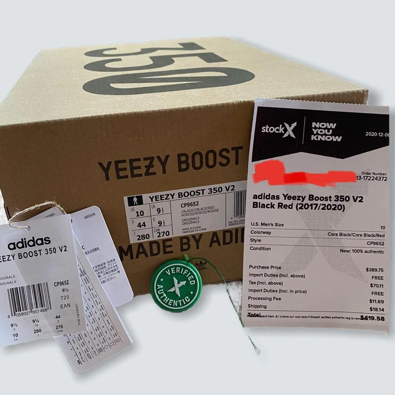 Brand new Yeezy V2 350 Breds black and red   stock x tag  (uk9.5)