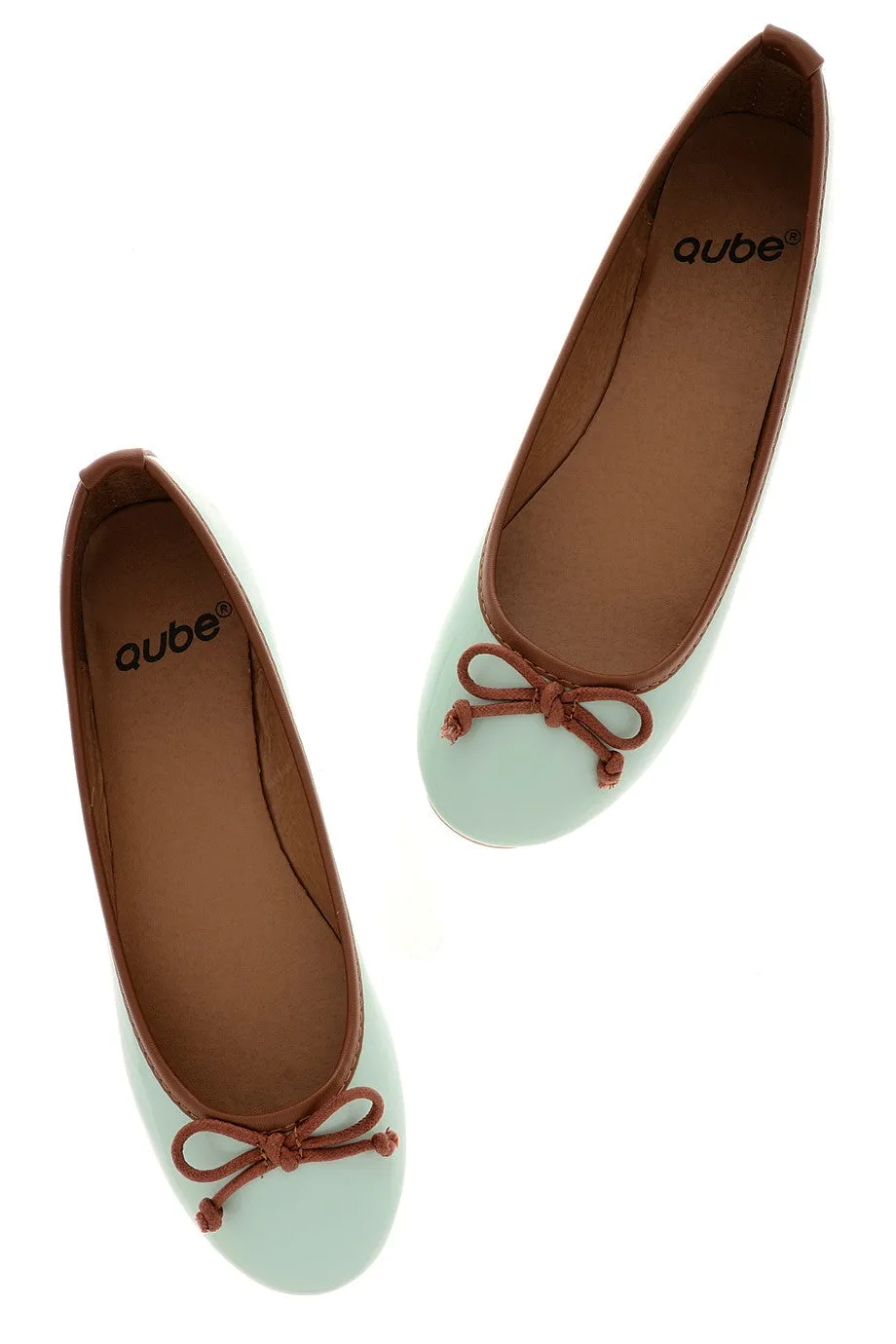 DEUX COULEUR Mint Patent Ballerinas