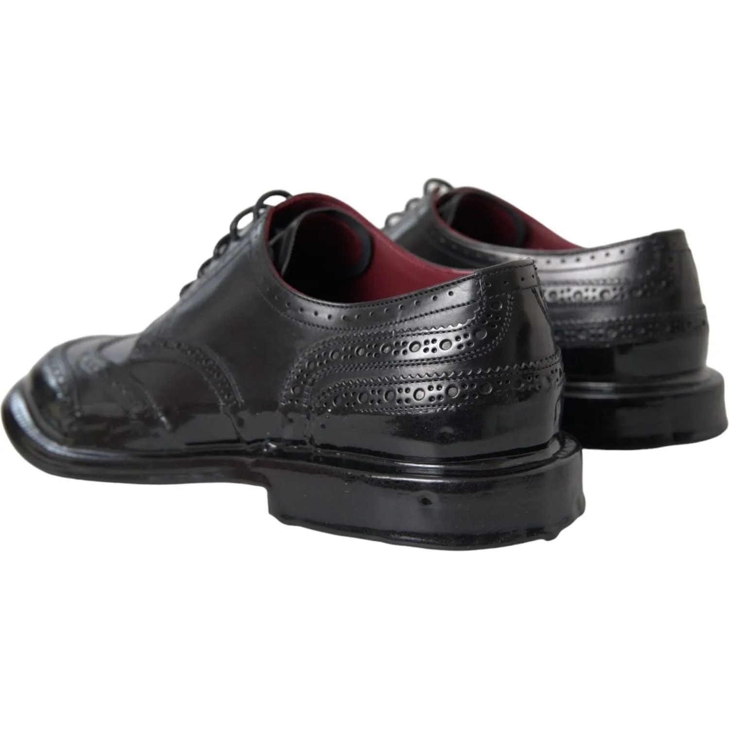 Dolce & Gabbana Black Leather Oxford Wingtip Formal Men Shoes