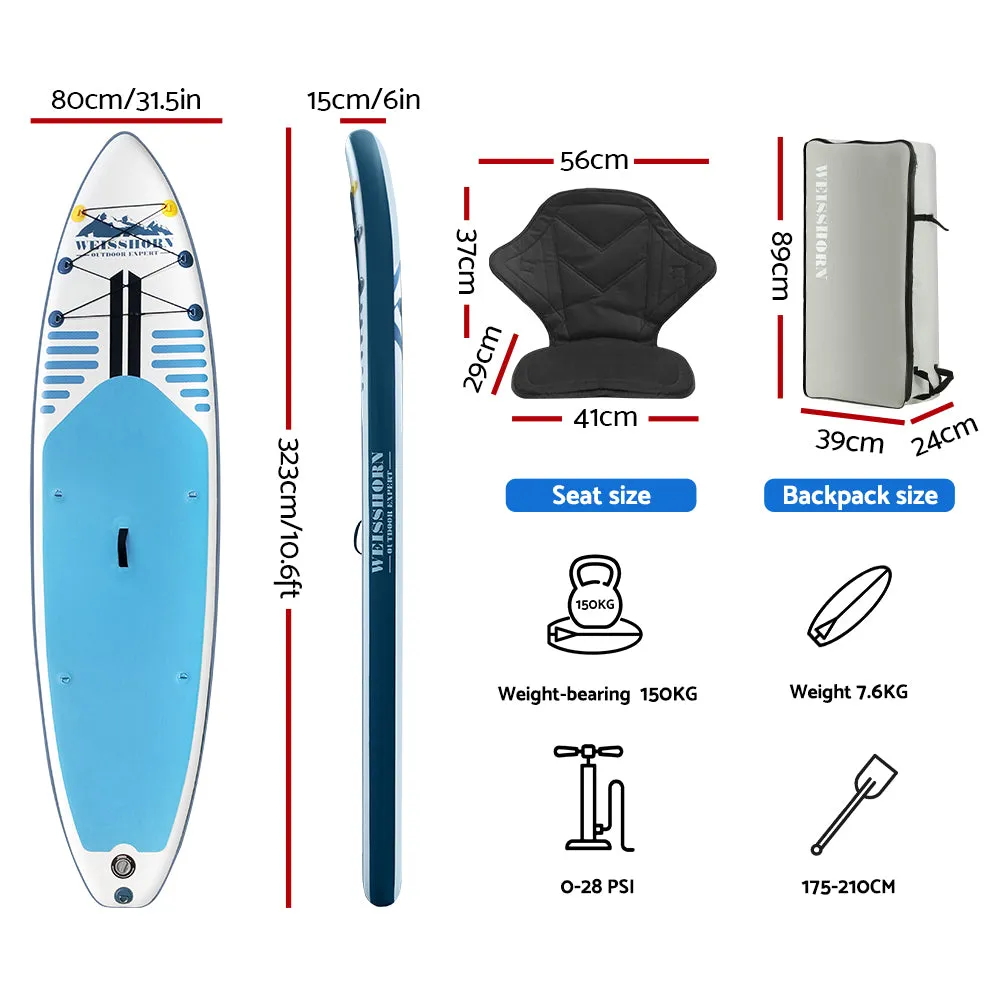 Drop-stitch Inflatable SUP Paddle Board with Kayak Seat - Weisshorn