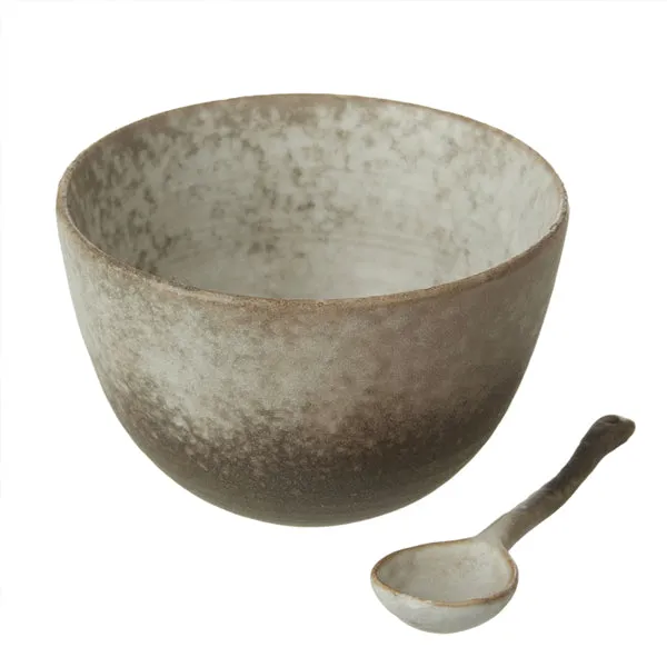 Dusk Stoneware Tall Bowl   Spoon Set