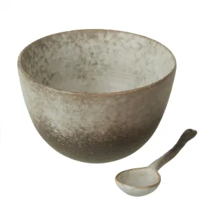 Dusk Stoneware Tall Bowl   Spoon Set