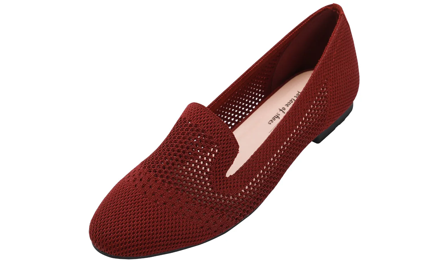 Feversole Women's Woven Fashion Breathable Knit Flat Shoes Burgundy Loafer