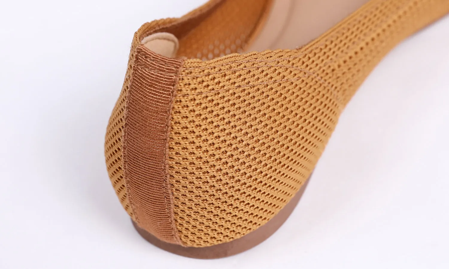 Feversole Women's Woven Fashion Breathable Knit Flat Shoes Caramel Ballet