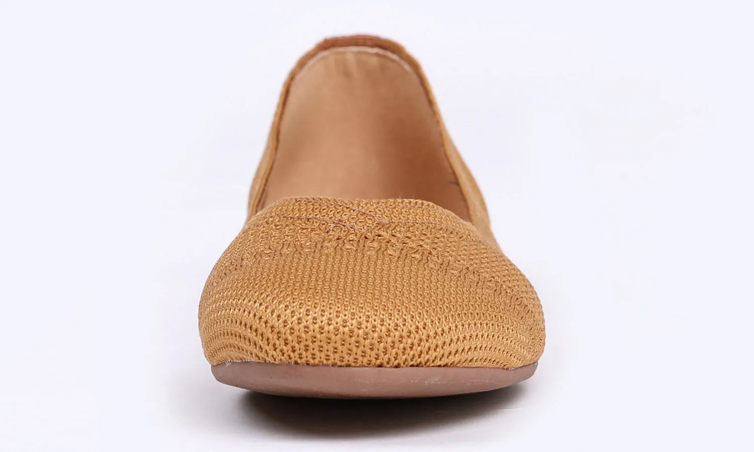 Feversole Women's Woven Fashion Breathable Knit Flat Shoes Caramel Ballet