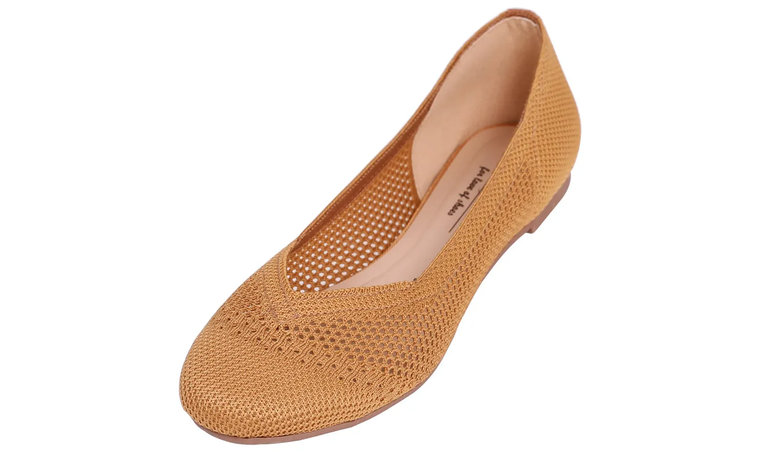 Feversole Women's Woven Fashion Breathable Knit Flat Shoes Caramel Ballet