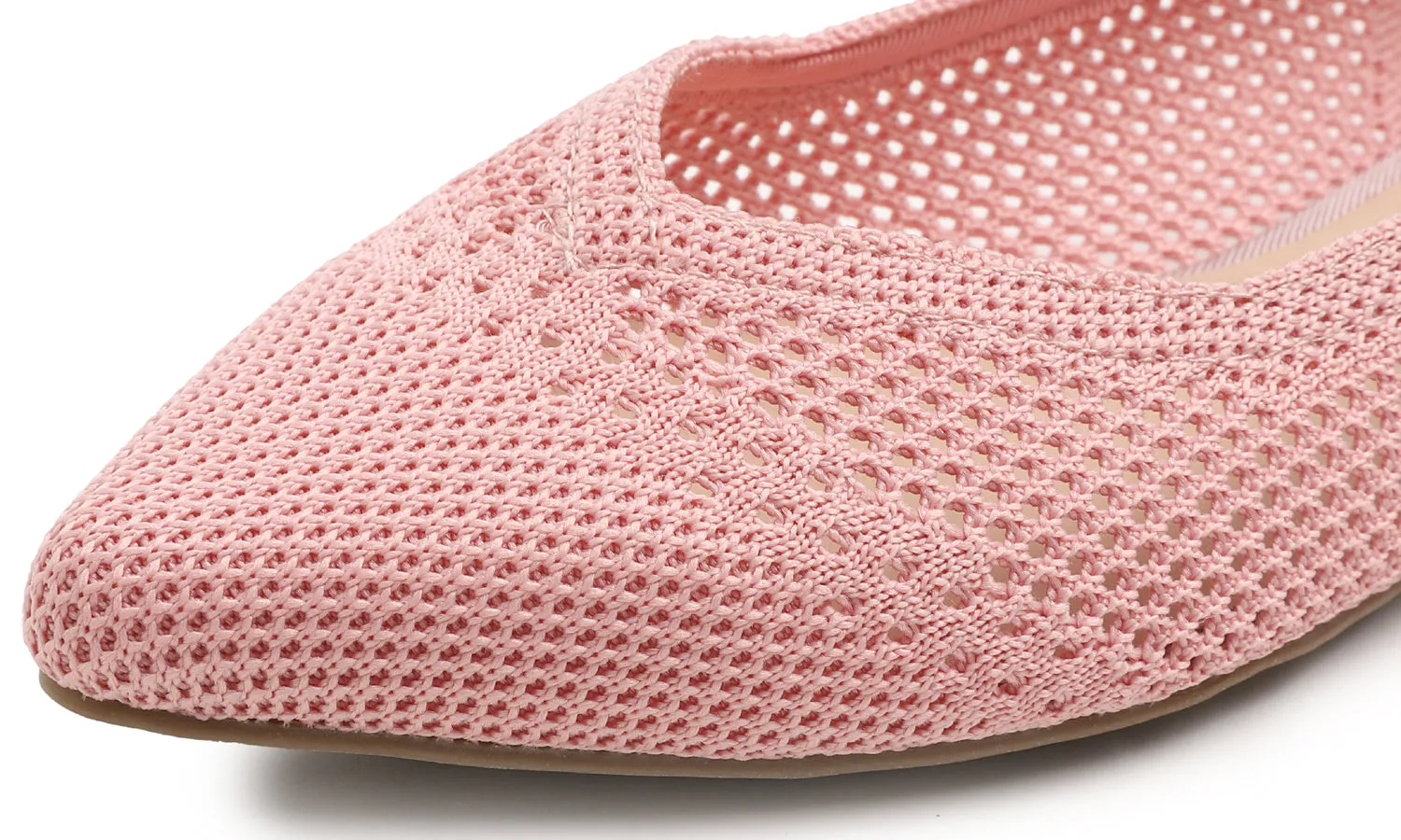 Feversole Women's Woven Fashion Breathable Knit Flat Shoes Pointed Pink