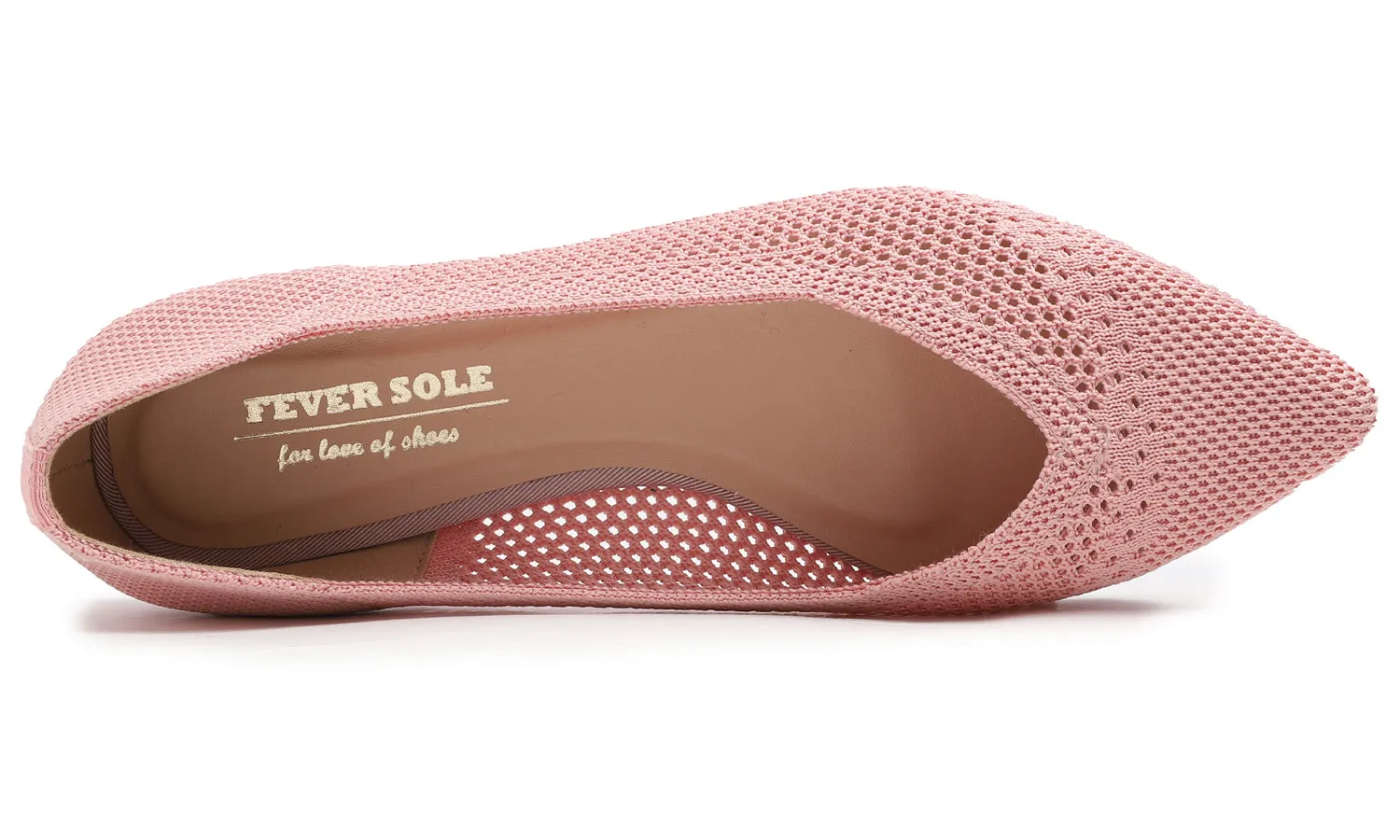 Feversole Women's Woven Fashion Breathable Knit Flat Shoes Pointed Pink