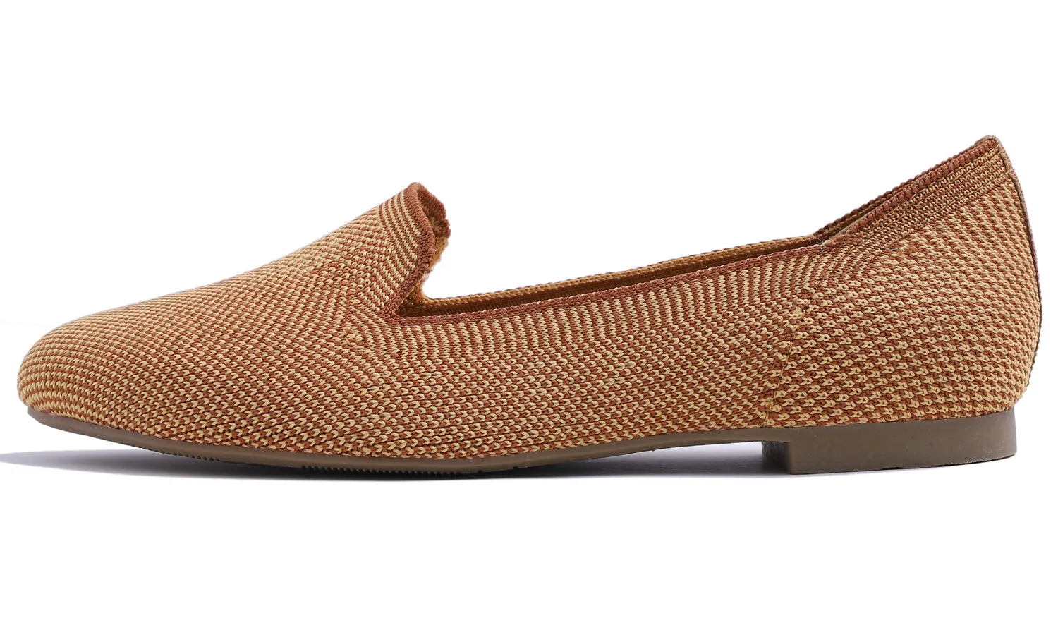 Feversole Women's Woven Fashion Breathable Knit Flat Shoes Tan Mixed Loafer