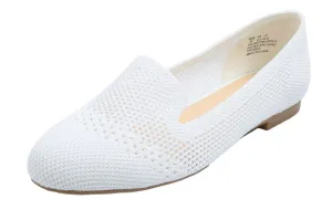 Feversole Women's Woven Fashion Breathable Knit Flat Shoes White Loafer