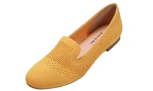 Feversole Women's Woven Fashion Breathable Knit Flat Shoes Yellow Loafer