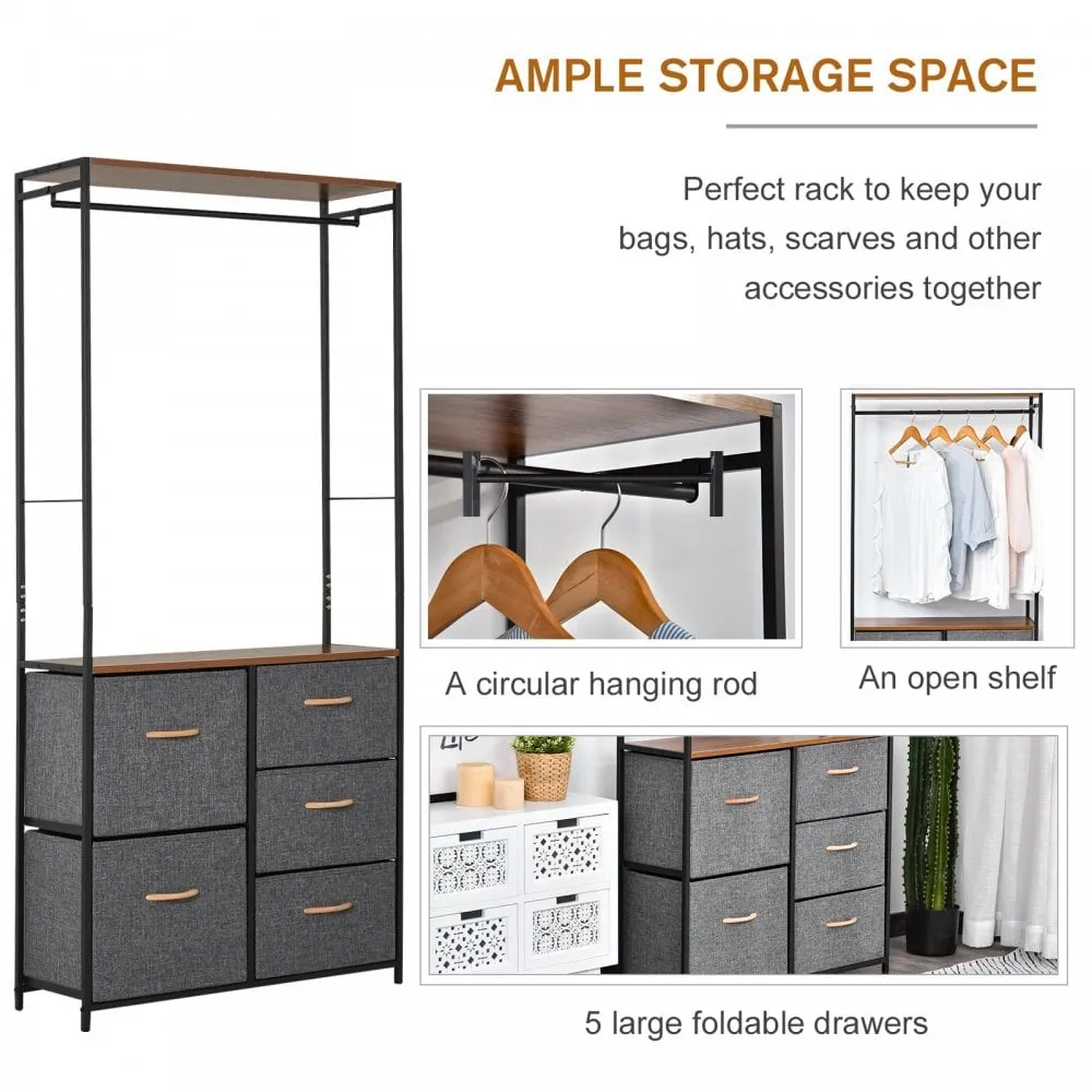 Freestanding Clothes Hanger Storage Unit for Bedroom Hallway Home Furniture Organisation - Black/Brown