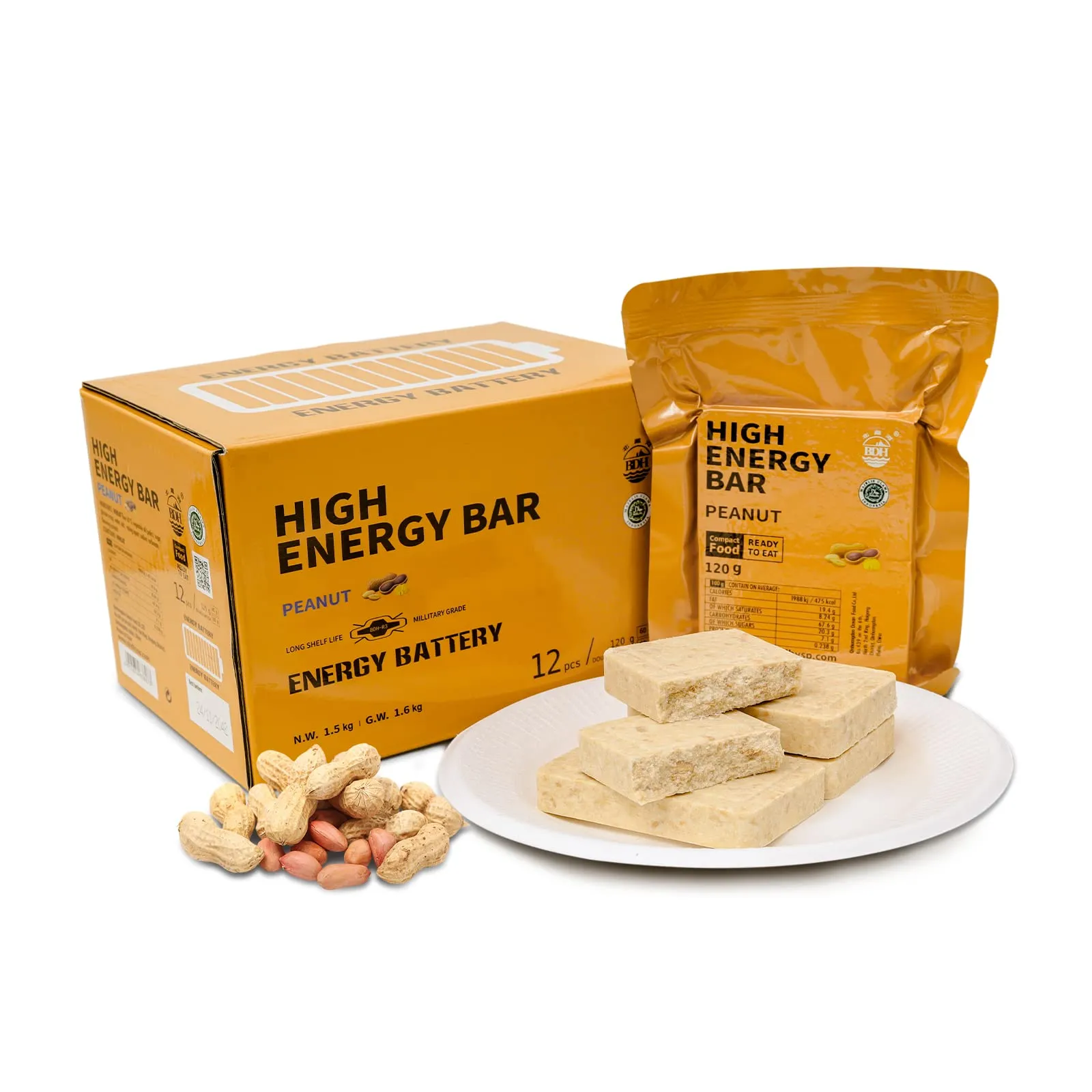 High Energy Ration Bars - Peanut Flavor and Lightly Salted Flavor (2 Pack)