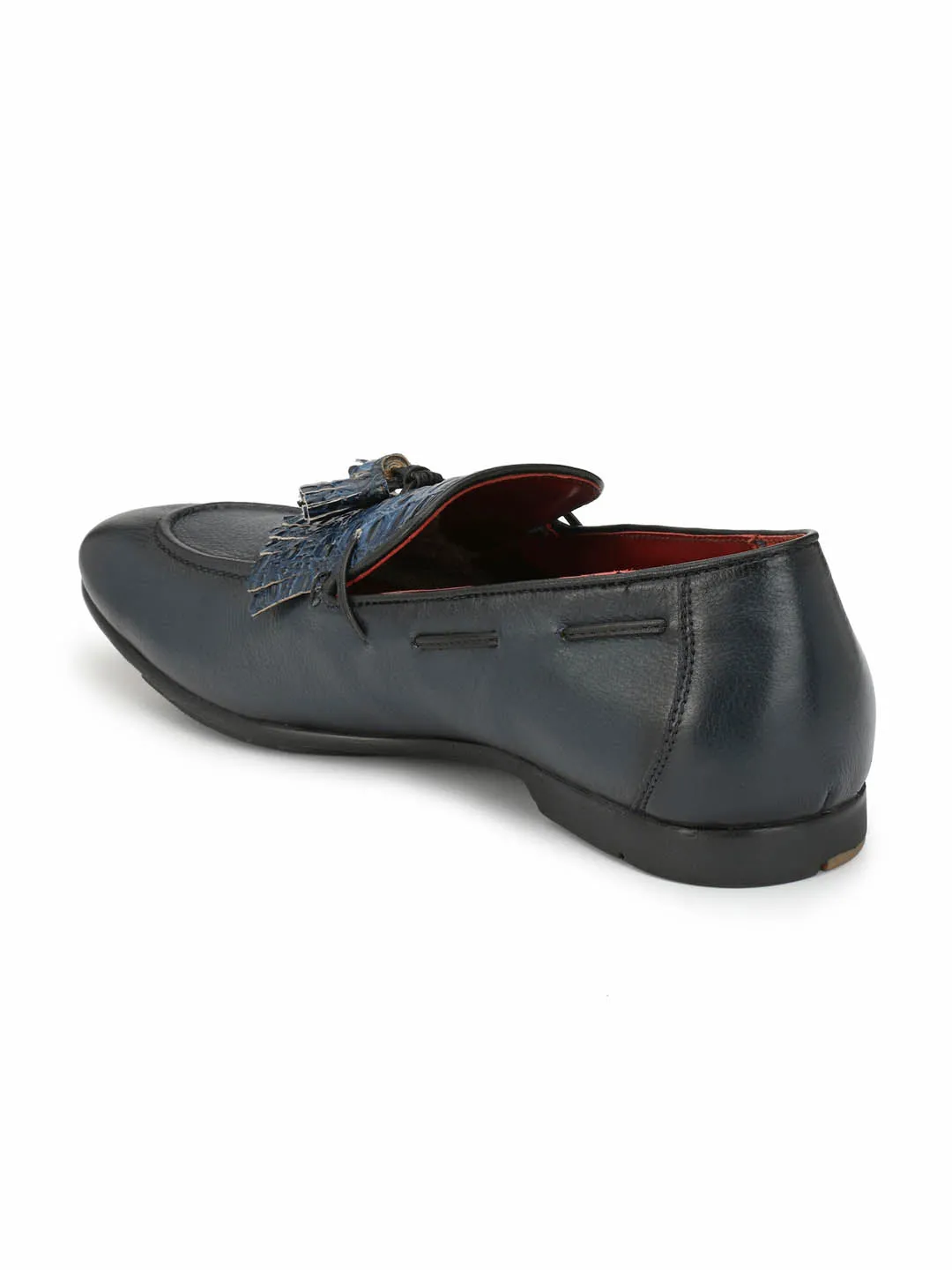 HITZ4915 Men's Blue Leather Casual Slip-On Shoes