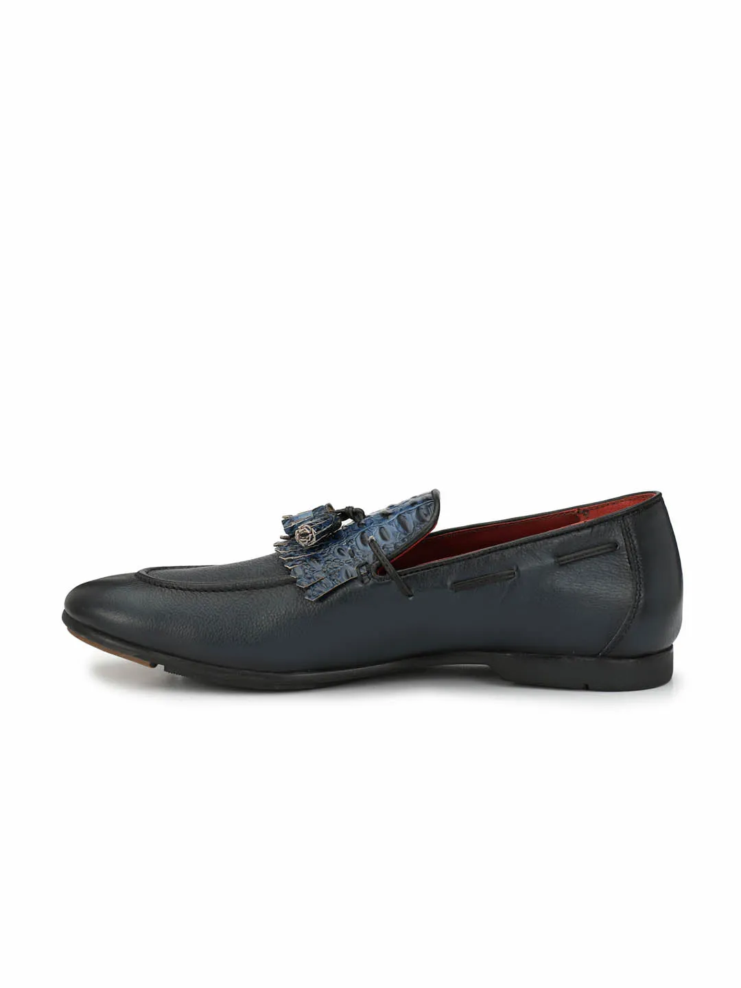 HITZ4915 Men's Blue Leather Casual Slip-On Shoes