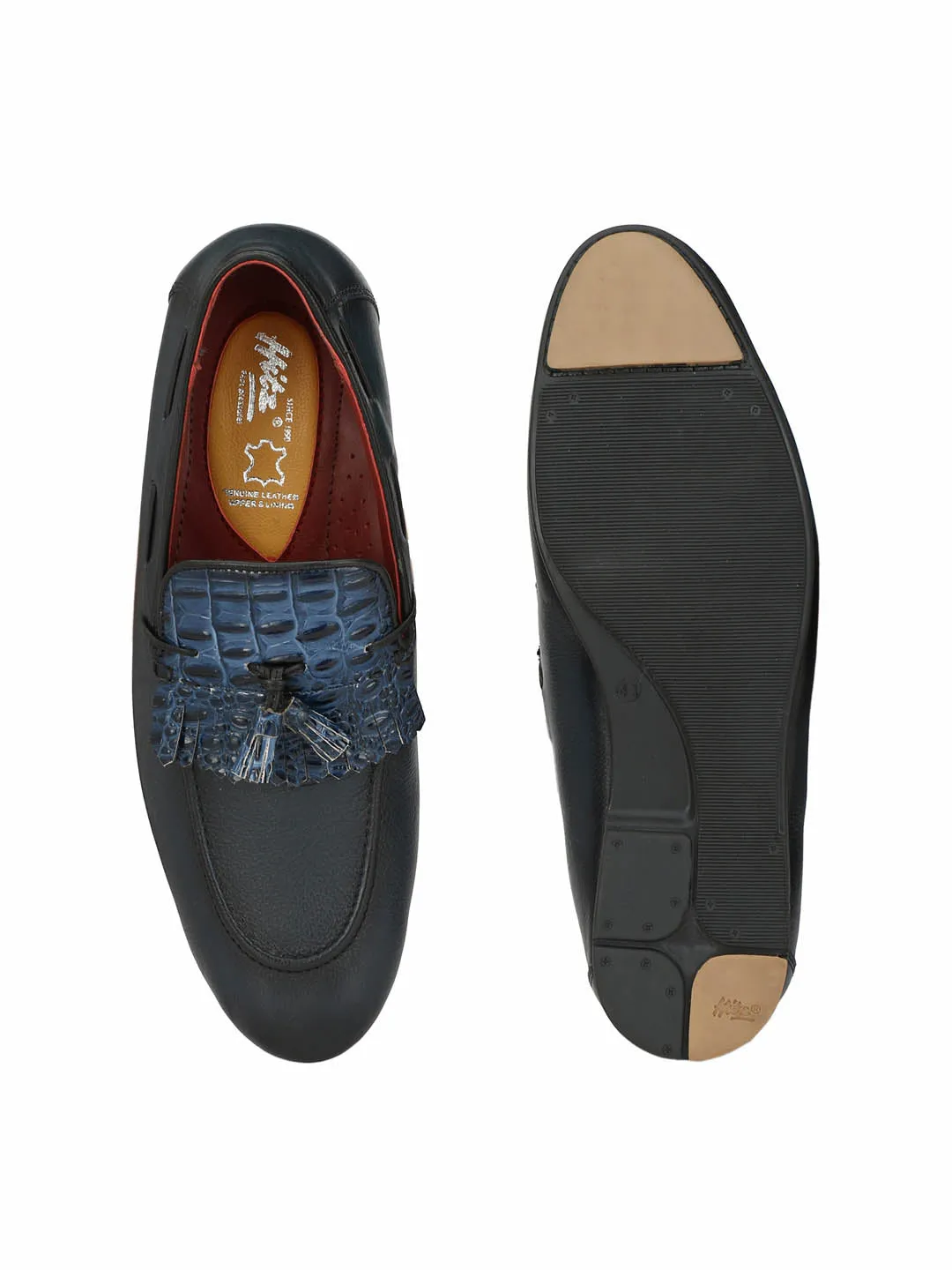 HITZ4915 Men's Blue Leather Casual Slip-On Shoes