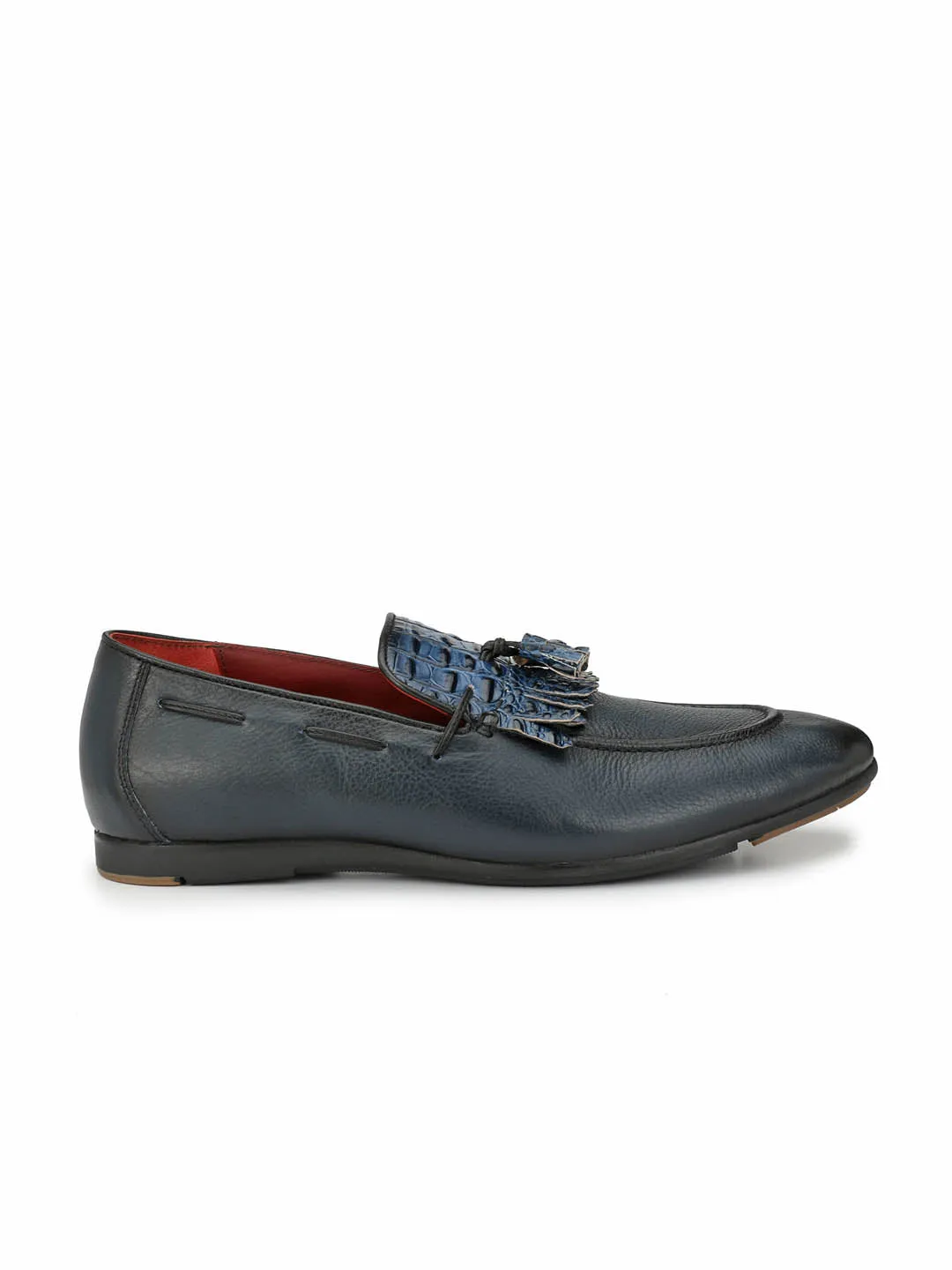 HITZ4915 Men's Blue Leather Casual Slip-On Shoes