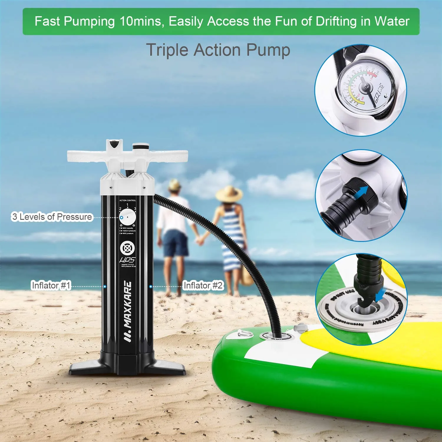 Inflatable Paddle Board SUP Stand Up Paddle Board 6 inches Thick Board with SUP Accessories & Carry Bag & Fast Pumping for Adults