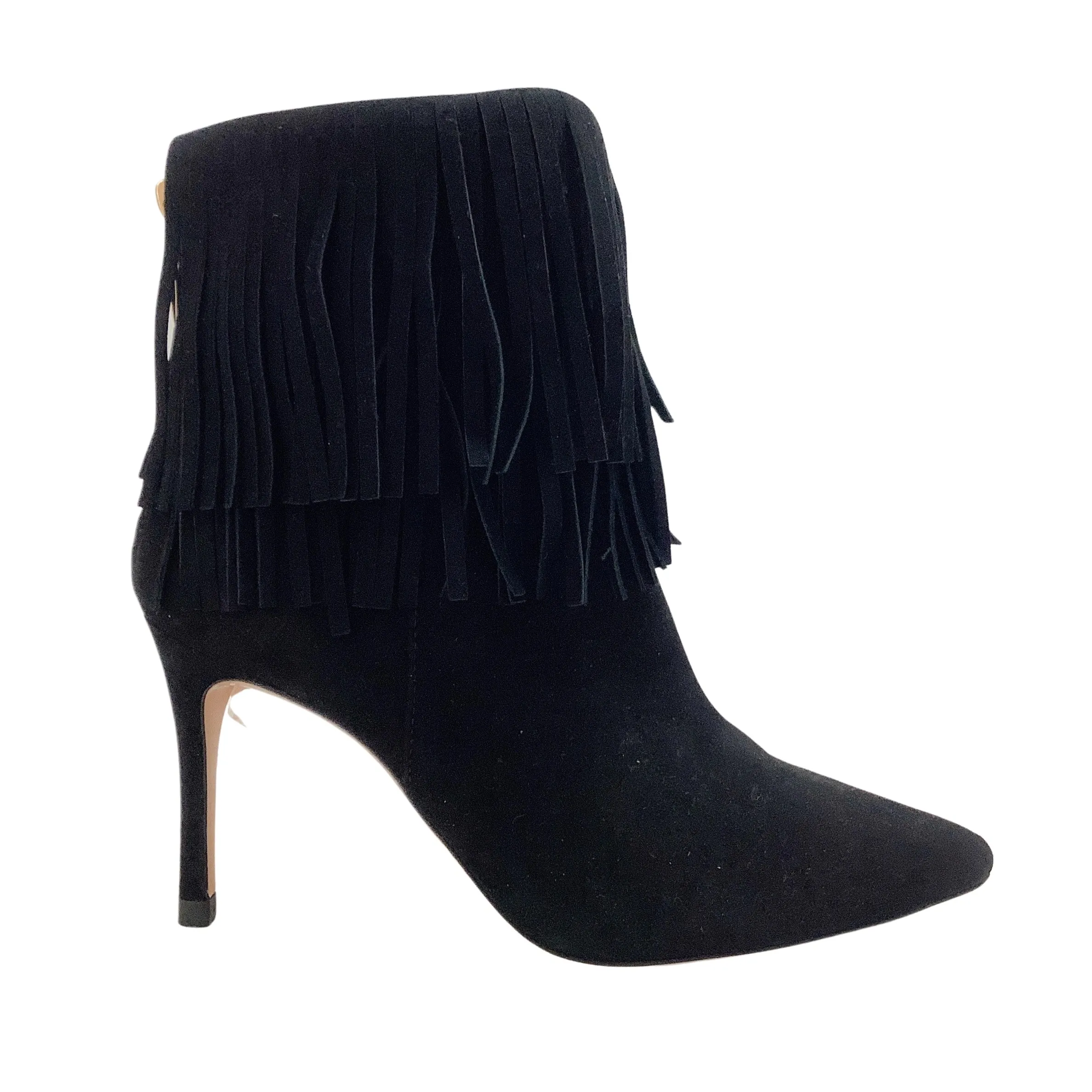 L'Agence Black Suede Mathilde Fringe Boots