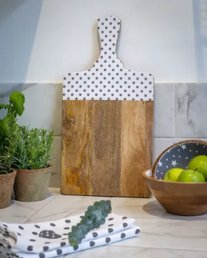 Large Enamel Polka Dot Wooden Serving Board