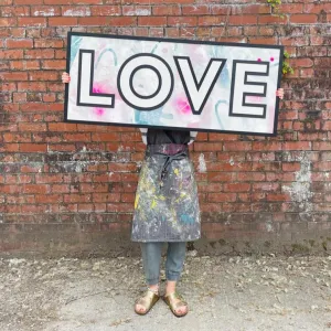 Large Paint Board Background Wooden Sign - LOVE