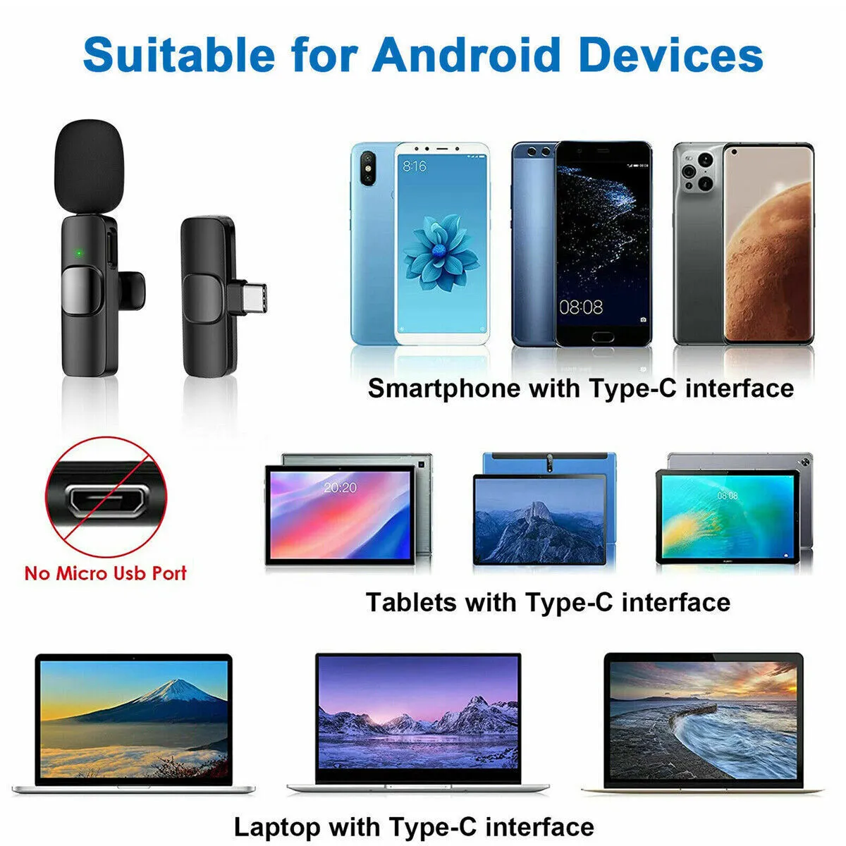 Lavalier Mini Microphone Wireless Audio Video Recording With Phone Wireless Handheld | Brodtica.com