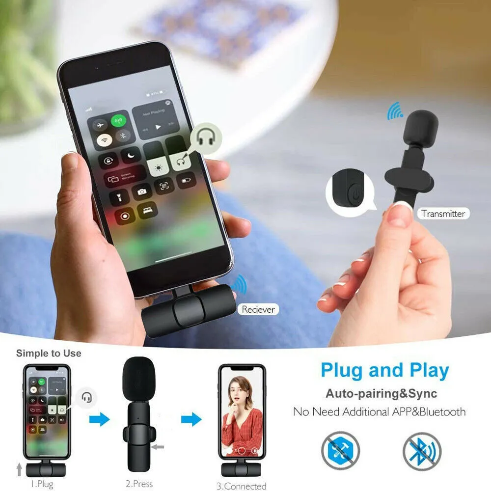 Lavalier Mini Microphone Wireless Audio Video Recording With Phone Wireless Handheld | Brodtica.com