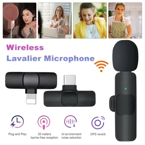 Lavalier Mini Microphone Wireless Audio Video Recording With Phone Wireless Handheld | Brodtica.com