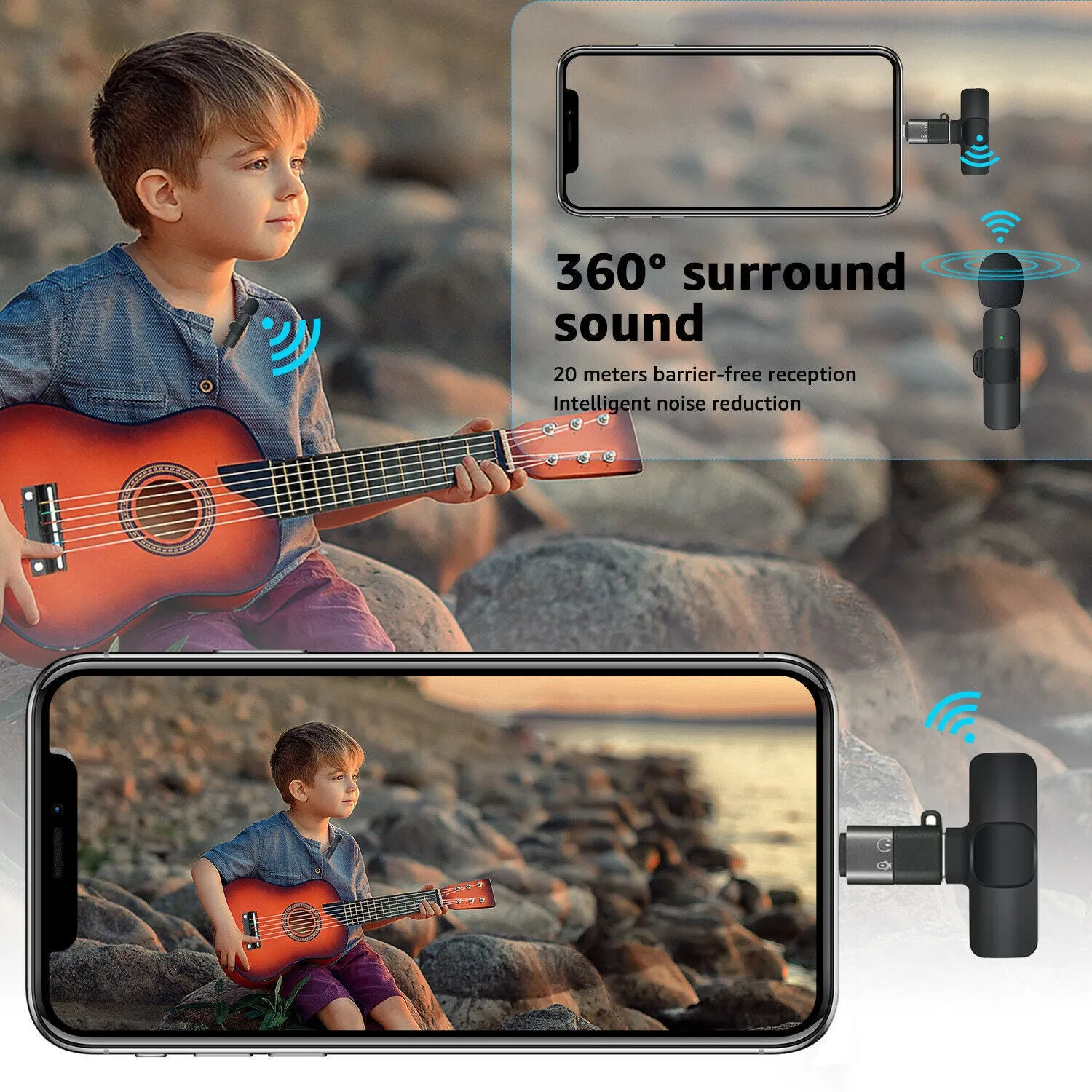 Lavalier Mini Microphone Wireless Audio Video Recording With Phone Wireless Handheld | Brodtica.com