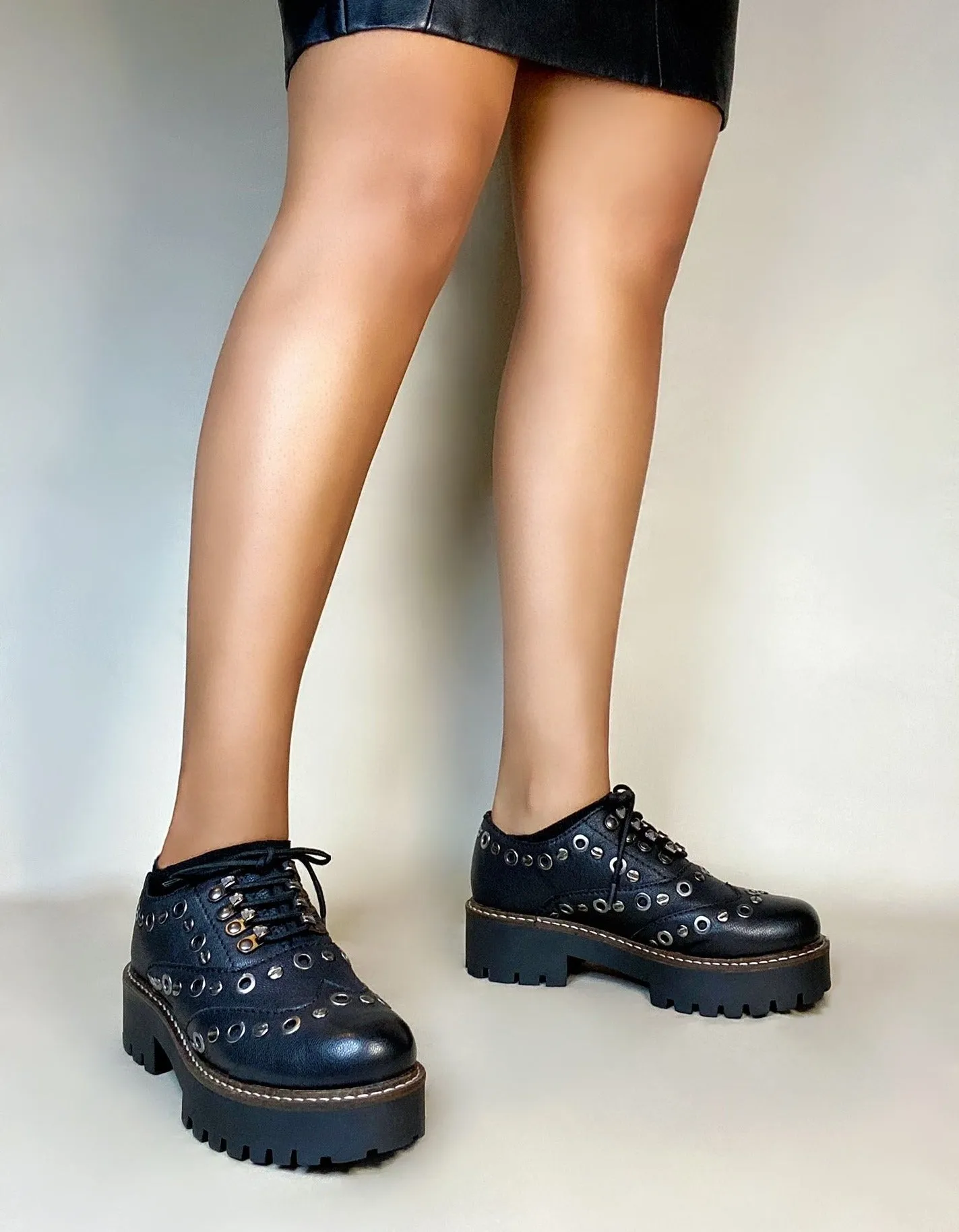 Lucy Black 1990's Lace up Shoe