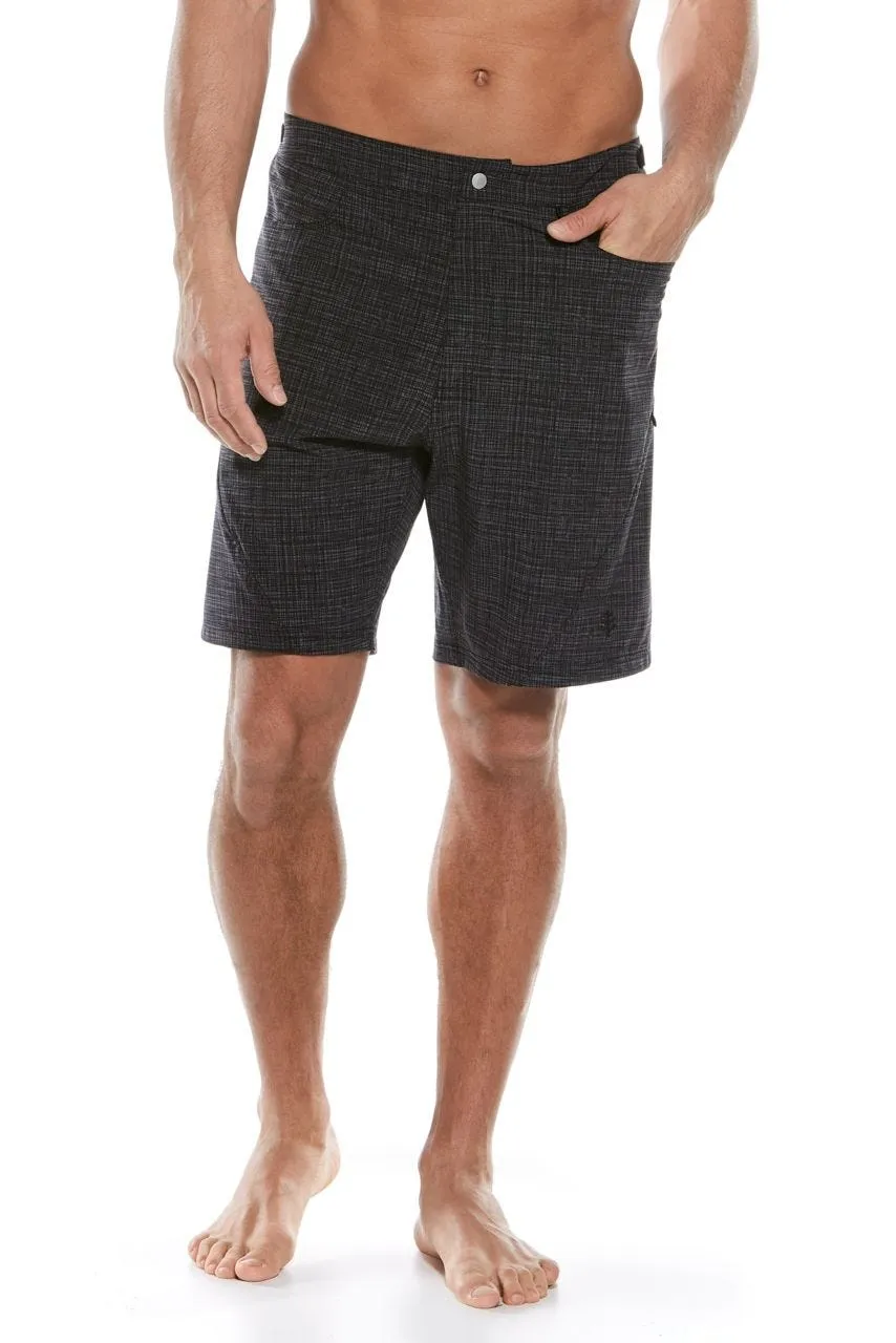 Men's Calasa Tech Swim Trunks | Black/Grey Crosshatch