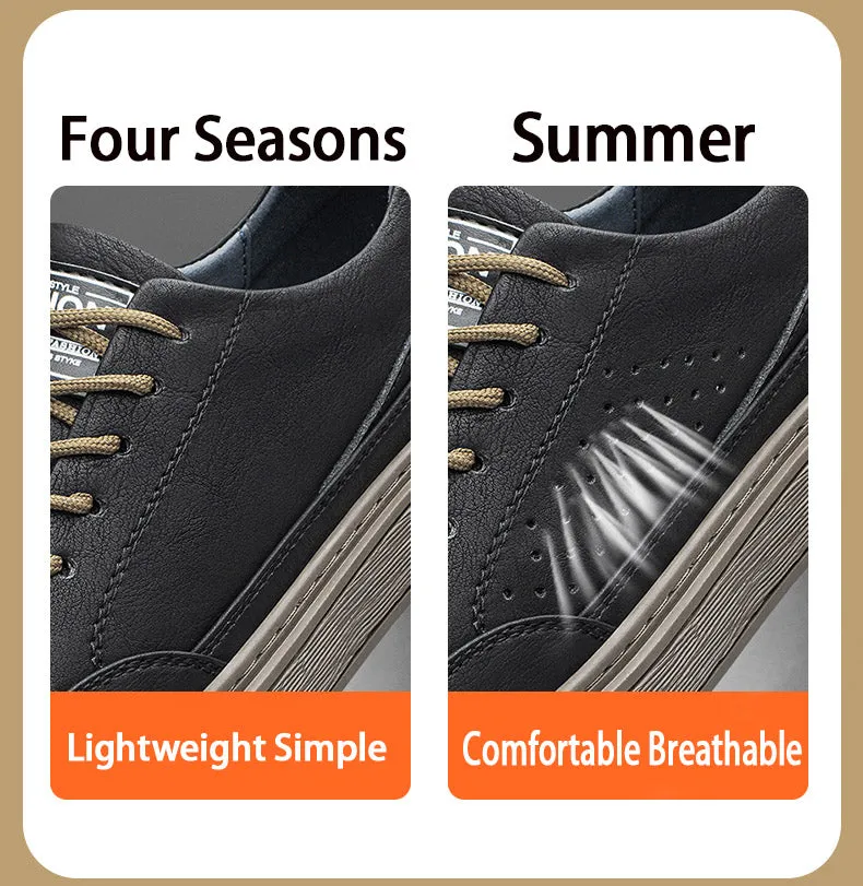 Men's Casual Shoes Lace Up Leather Breathable Hole Design Without Breathable Hole Design Comfortable Breathable Lightweight Fashion Sneakers