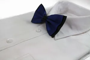 Mens Navy Two Tone Layered Bow Tie