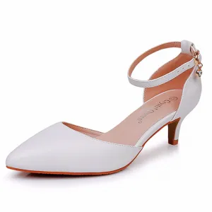 Mid Heel Matte Pointed Toe PU Wedding Shoes