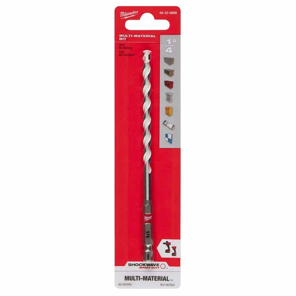 Milwaukee 48-20-8886 1/4" x 4" x 6" SHOCKWAVE Impact Duty Carbide Multi-Material Drill Bit