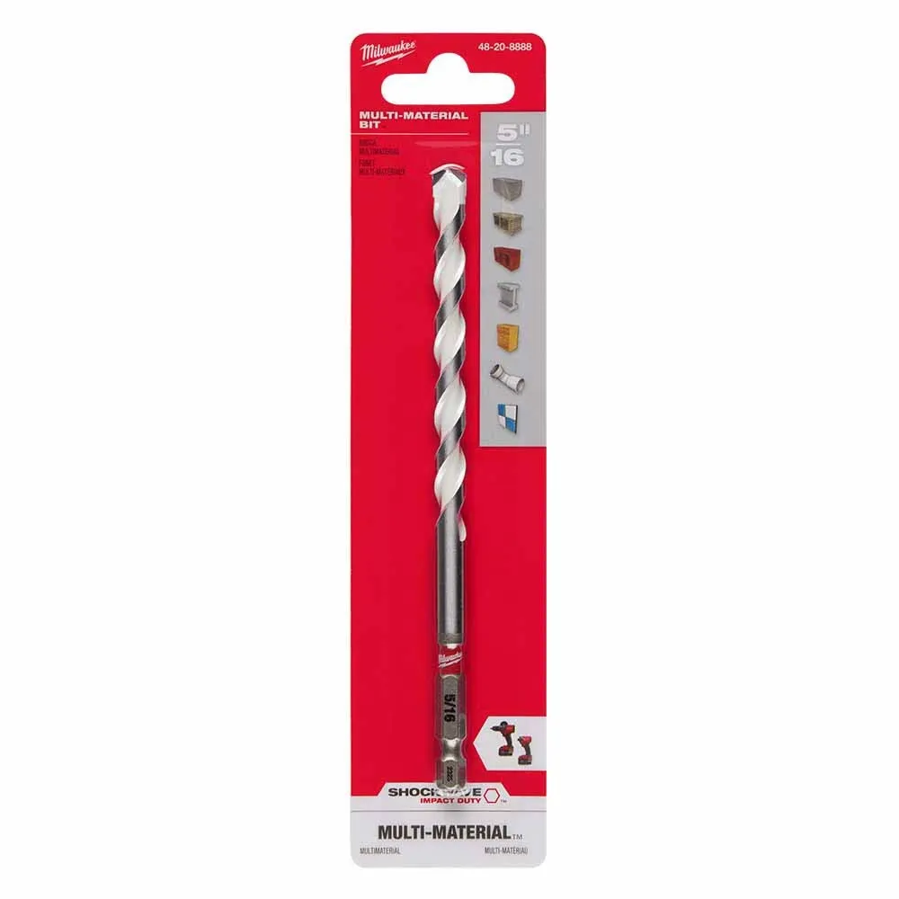 Milwaukee 48-20-8888 5/16" x 4" x 6" SHOCKWAVE Impact Duty Carbide Multi-Material Drill Bit