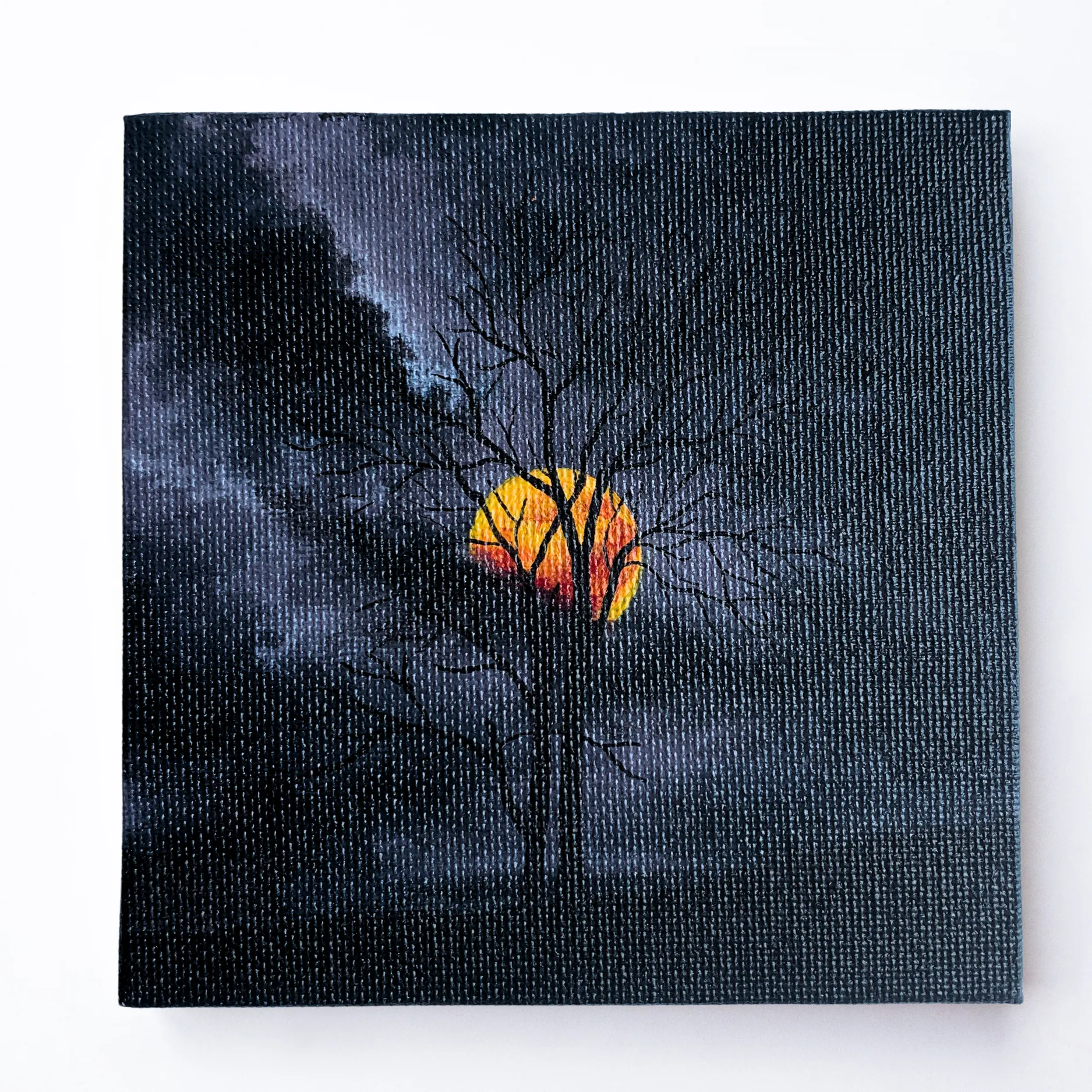 Mini Canvas Original Painting | Adorable Desk Decor |  Blood Moon