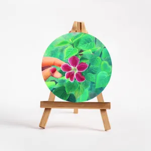 Mini MDF Board Original Painting | Adorable Desk Decor | Wild Magenta Flower